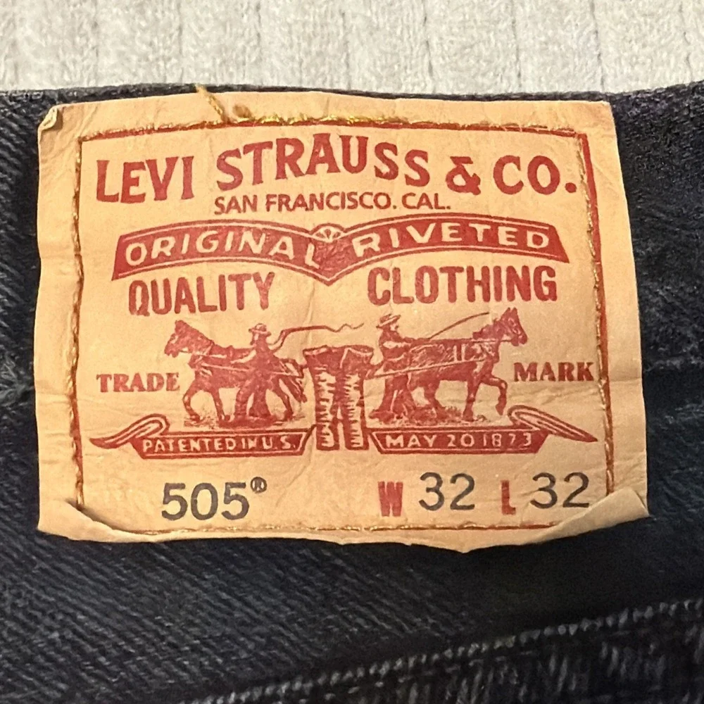 Levi's 505 Jeans Men's 32x29 Black Cotton Denim Regular Straight Fit Y2k Western